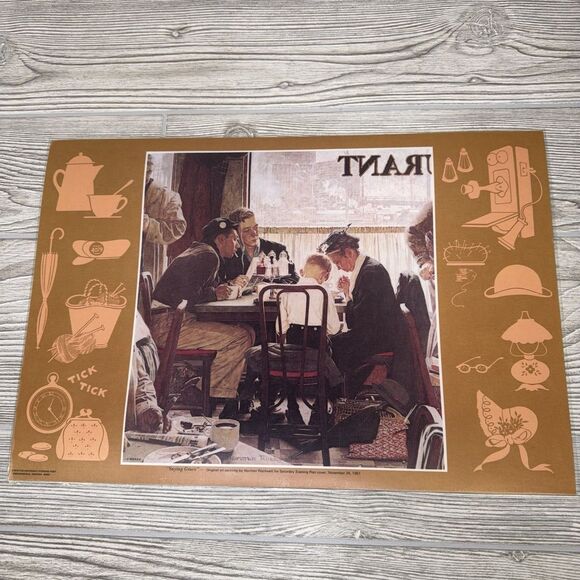 Norman Rockwell Saturday Evening Post Laminated Placemats Lot Of 6 Vintage 1970s - Picture 2 of 13